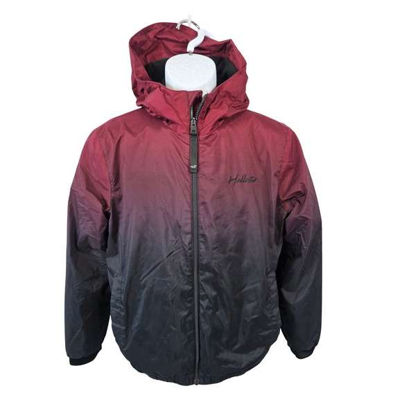 Hollister Other - Hollister Mens Ombre Windbreaker Jacket Burgundy Black Fleece Lined X-Small XS